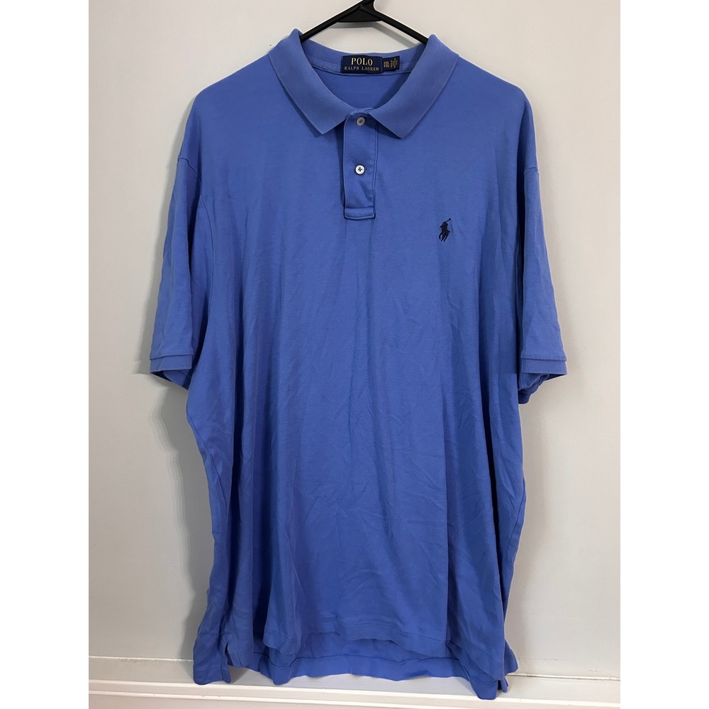 Polo Ralph Lauren Mens XXL Blue Short Sleeve Pony Logo Cotton Polo Shirt